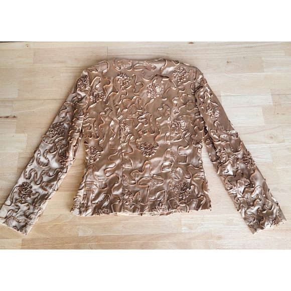 Joseph Ribkoff Gold Floral Textured Zip Jacket Women's 6 - Picture 2 of 8